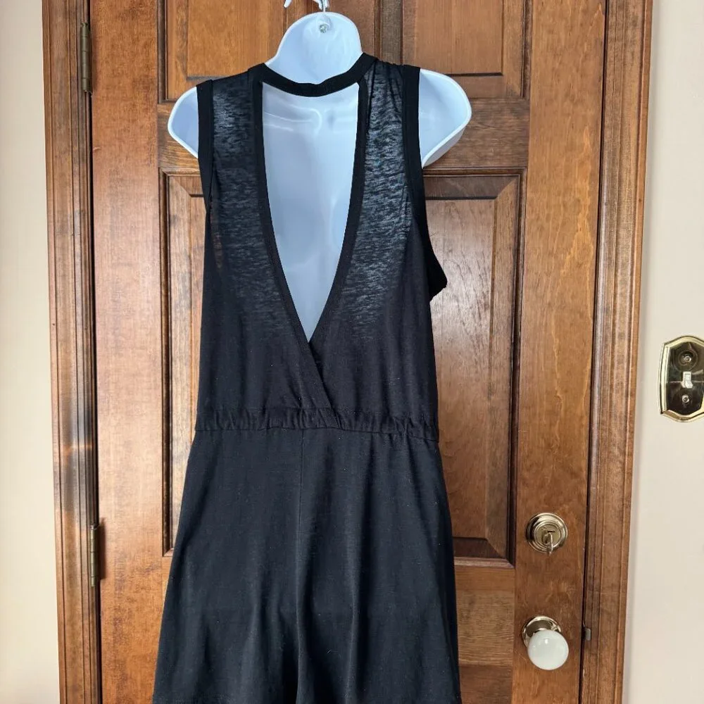 BECCA by Rebecca Virtue Black Deep V Romper Swimsuit Coverup Large
